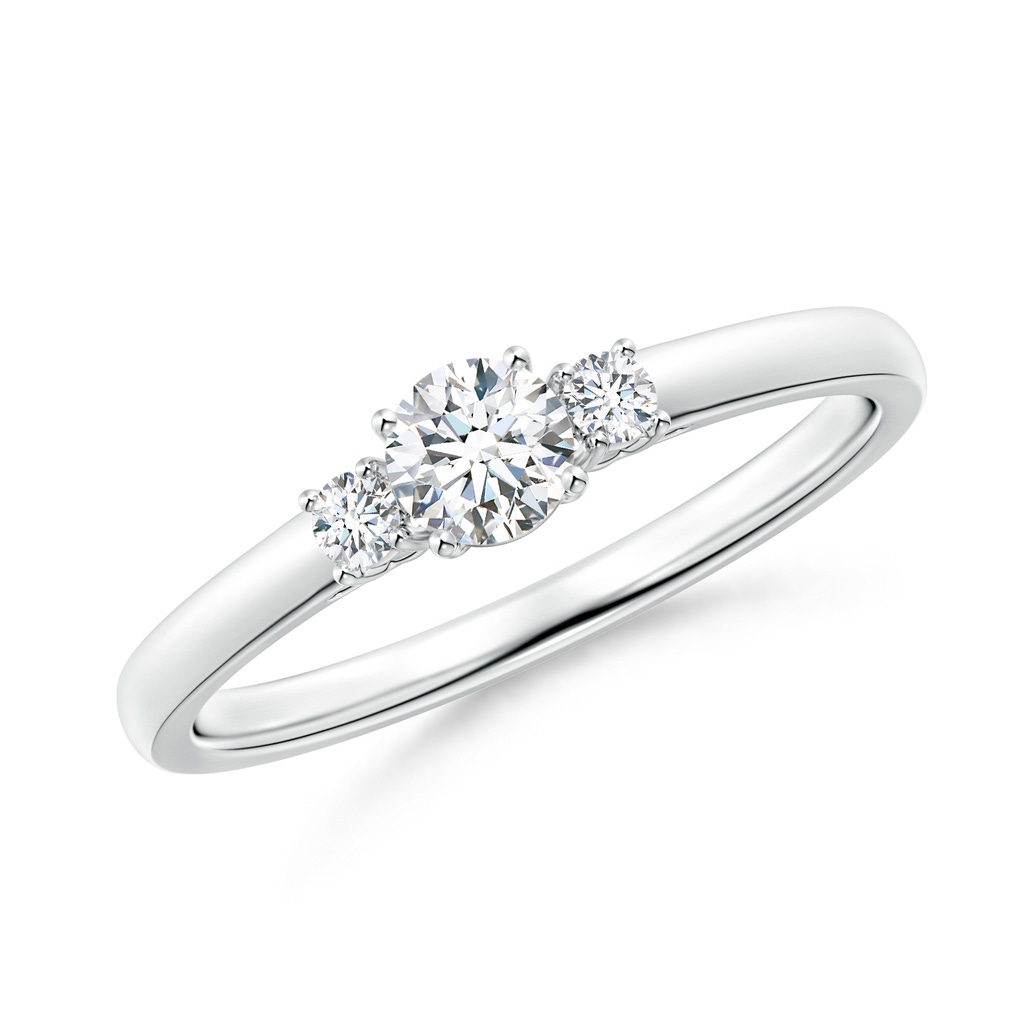 4.1mm GVS2 Round Diamond Three Stone Engagement Ring in White Gold
