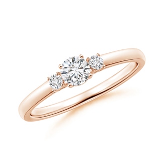 4.1mm HSI2 Round Diamond Three Stone Engagement Ring in 9K Rose Gold