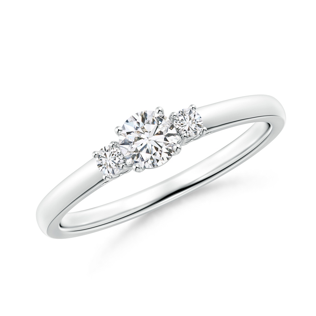 4.1mm HSI2 Round Diamond Three Stone Engagement Ring in White Gold