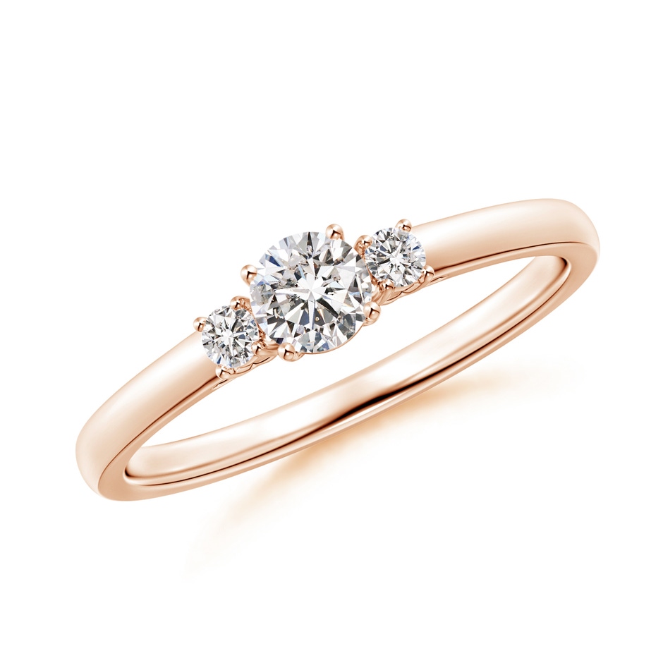 4.1mm IJI1I2 Round Diamond Three Stone Engagement Ring in Rose Gold 