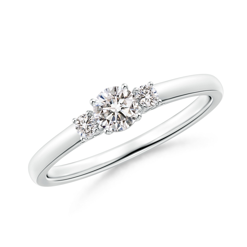 4.1mm IJI1I2 Round Diamond Three Stone Engagement Ring in White Gold