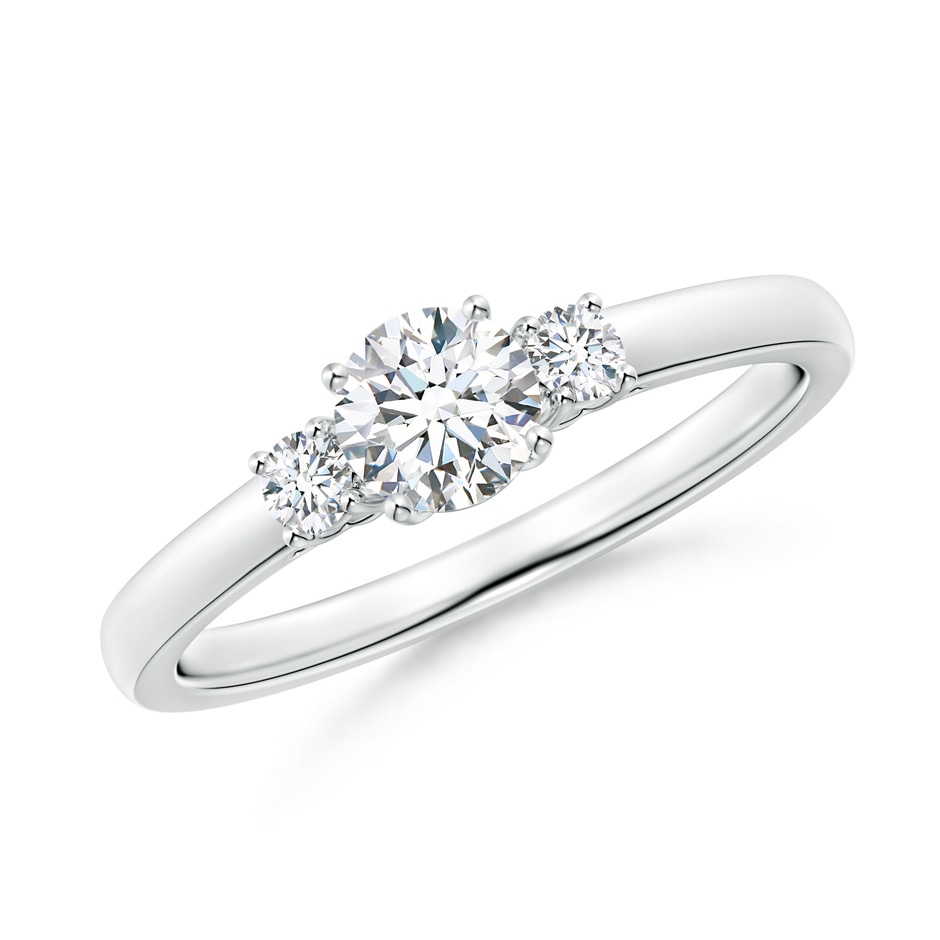 4.8mm GVS2 Round Diamond Three Stone Engagement Ring in P950 Platinum 