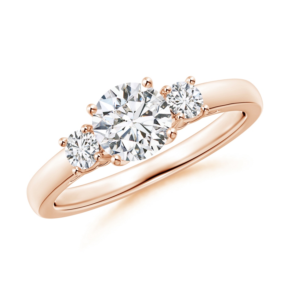 6mm HSI2 Round Diamond Three Stone Engagement Ring in Rose Gold 