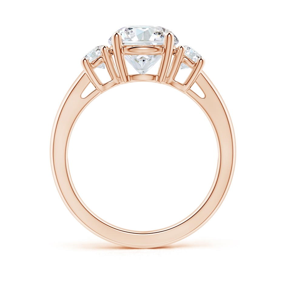 7.8mm GVS2 Round Diamond Three Stone Engagement Ring in Rose Gold side 199