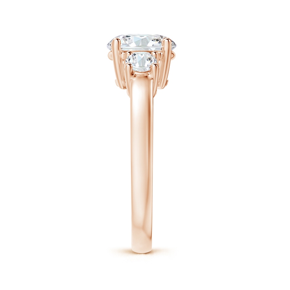 7.8mm GVS2 Round Diamond Three Stone Engagement Ring in Rose Gold side 299