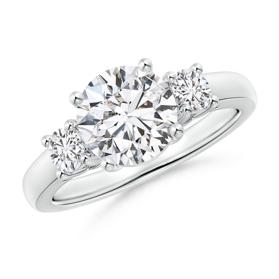 7.8mm HSI2 Round Diamond Three Stone Engagement Ring in P950 Platinum 
