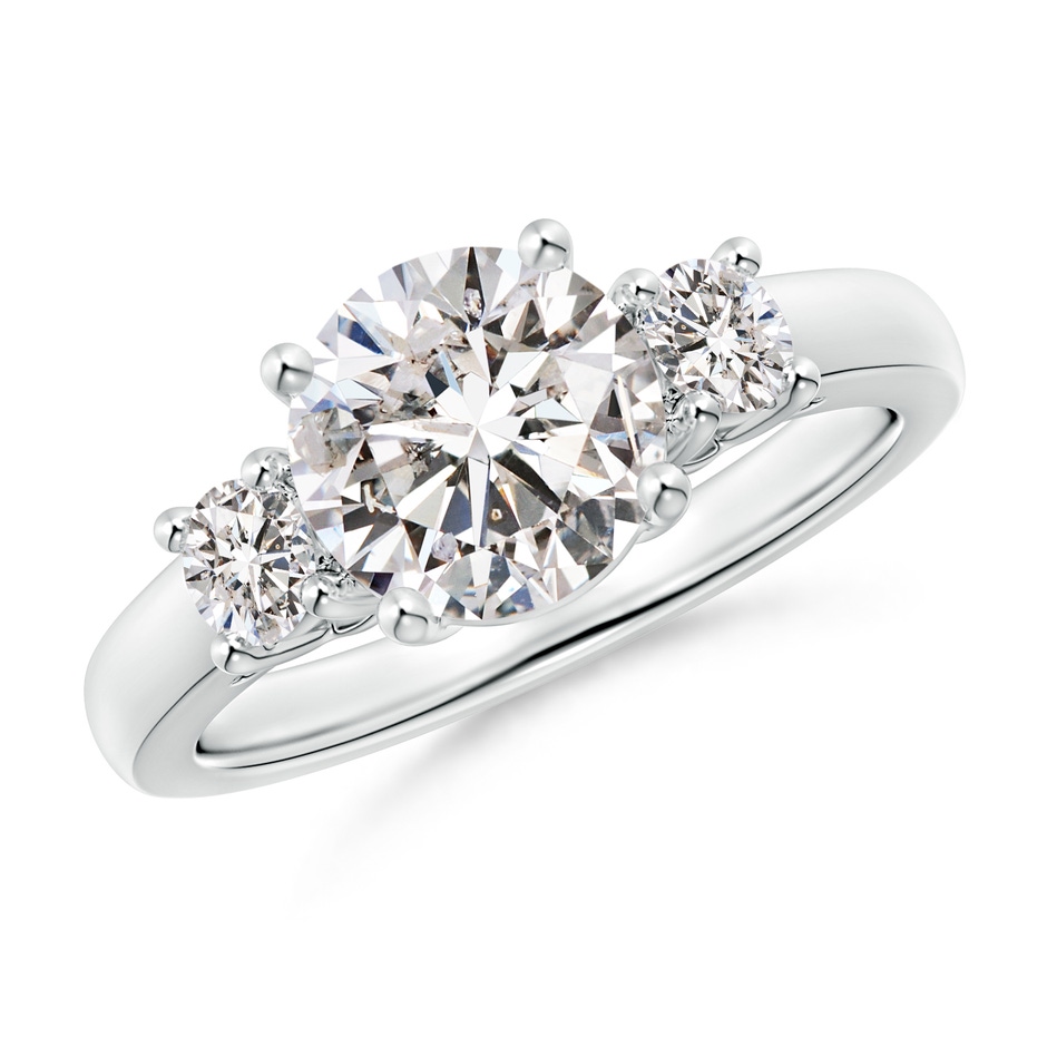 7.8mm IJI1I2 Round Diamond Three Stone Engagement Ring in P950 Platinum 