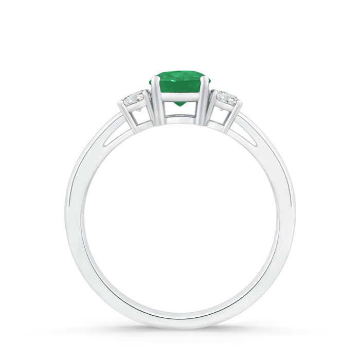 5mm A Round Emerald & Diamond Three Stone Engagement Ring in P950 Platinum product image