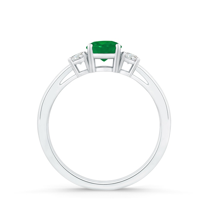 5mm AA Round Emerald & Diamond Three Stone Engagement Ring in White Gold product image