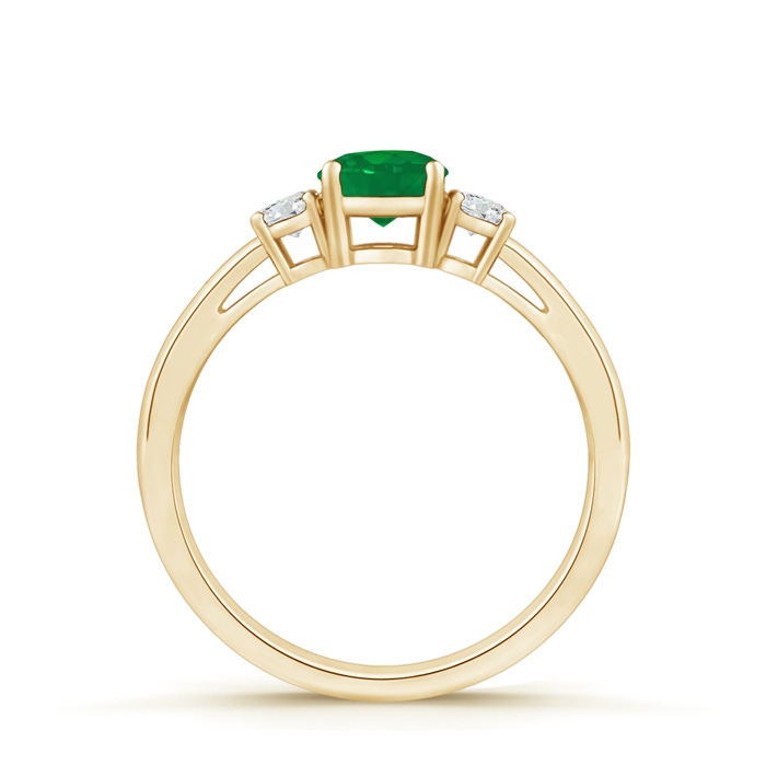 5mm AA Round Emerald & Diamond Three Stone Engagement Ring in Yellow Gold product image