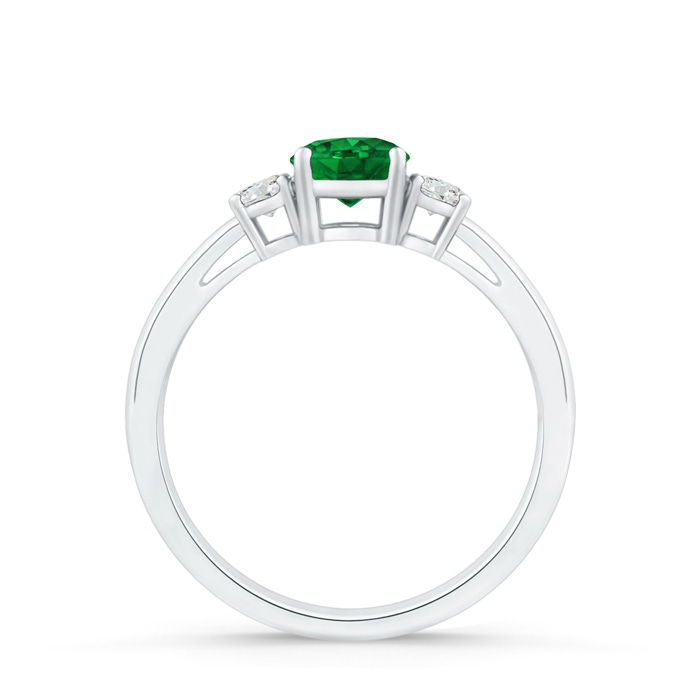 5mm AAAA Round Emerald & Diamond Three Stone Engagement Ring in White Gold Product Image