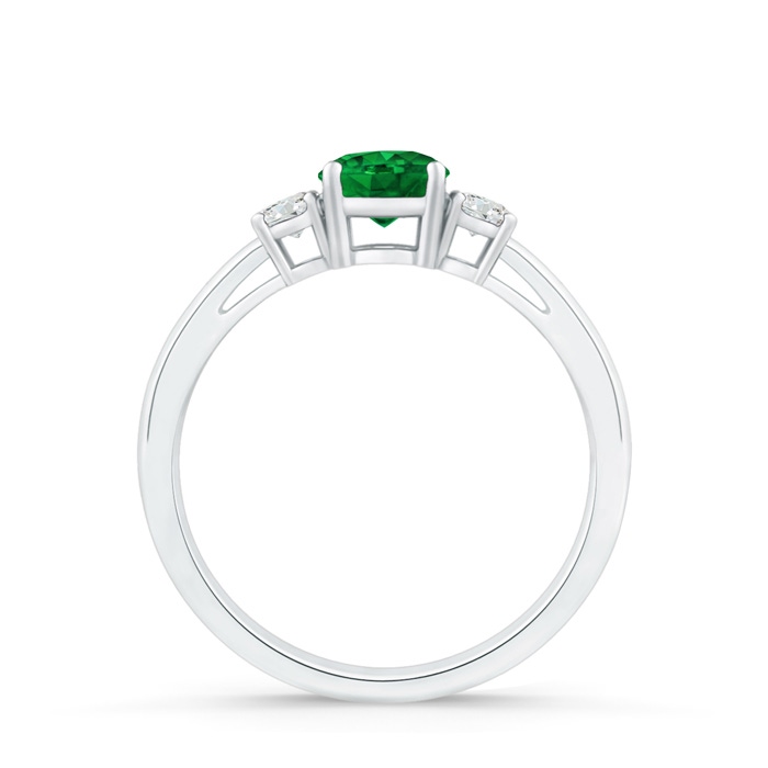 5mm AAAA Round Emerald & Diamond Three Stone Engagement Ring in White Gold product image