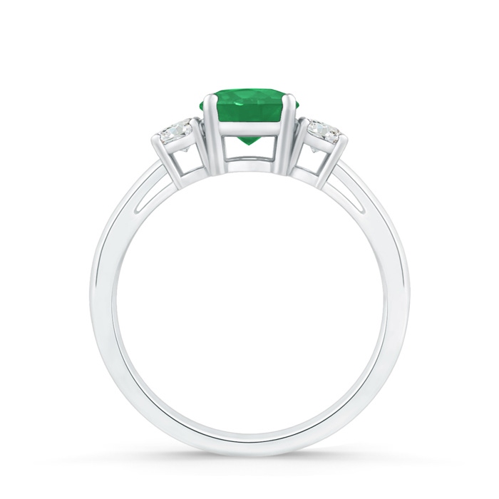 6mm A Round Emerald & Diamond Three Stone Engagement Ring in P950 Platinum product image