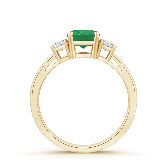 6mm A Round Emerald & Diamond Three Stone Engagement Ring in Yellow Gold product image