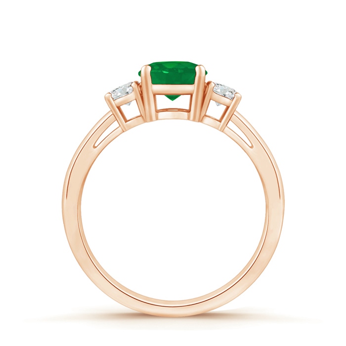 6mm AA Round Emerald & Diamond Three Stone Engagement Ring in Rose Gold product image