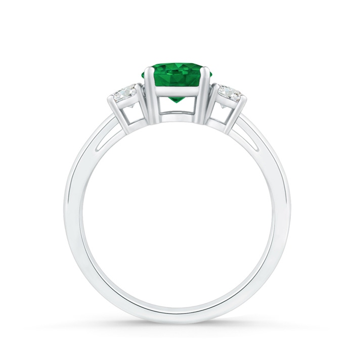 6mm AAA Round Emerald & Diamond Three Stone Engagement Ring in White Gold Product Image