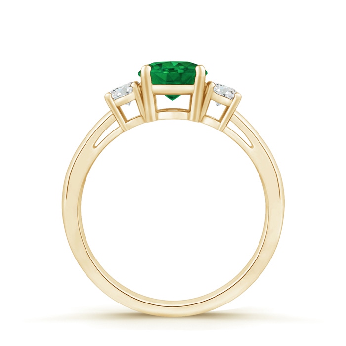6mm AAA Round Emerald & Diamond Three Stone Engagement Ring in Yellow Gold product image