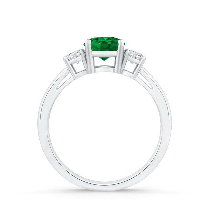 6mm AAAA Round Emerald & Diamond Three Stone Engagement Ring in P950 Platinum product image