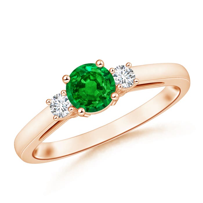 AAAA - Emerald / 0.96 CT / 14 KT Rose Gold