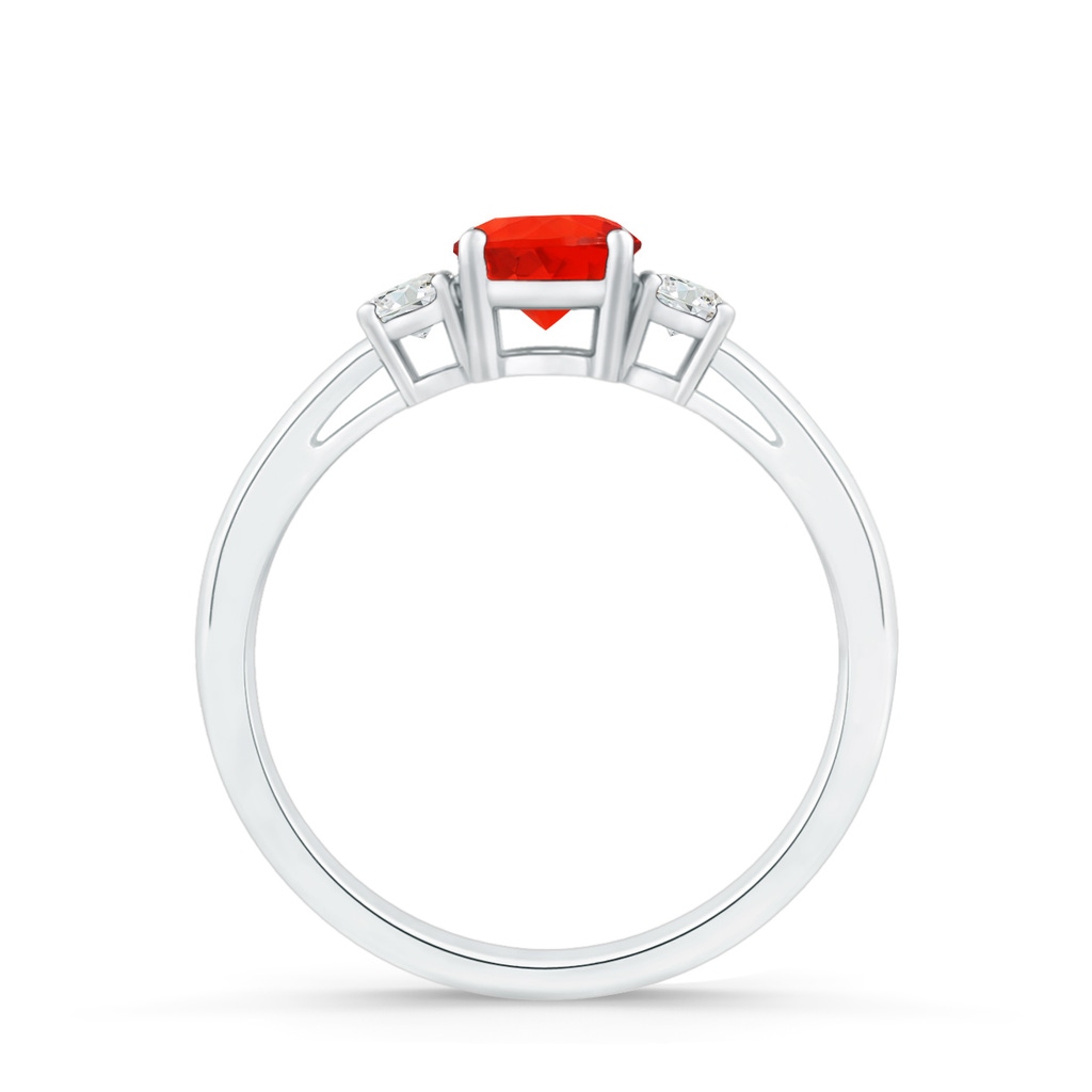 5mm AAAA Round Fire Opal & Diamond Three Stone Engagement Ring in S999 Silver - side 199