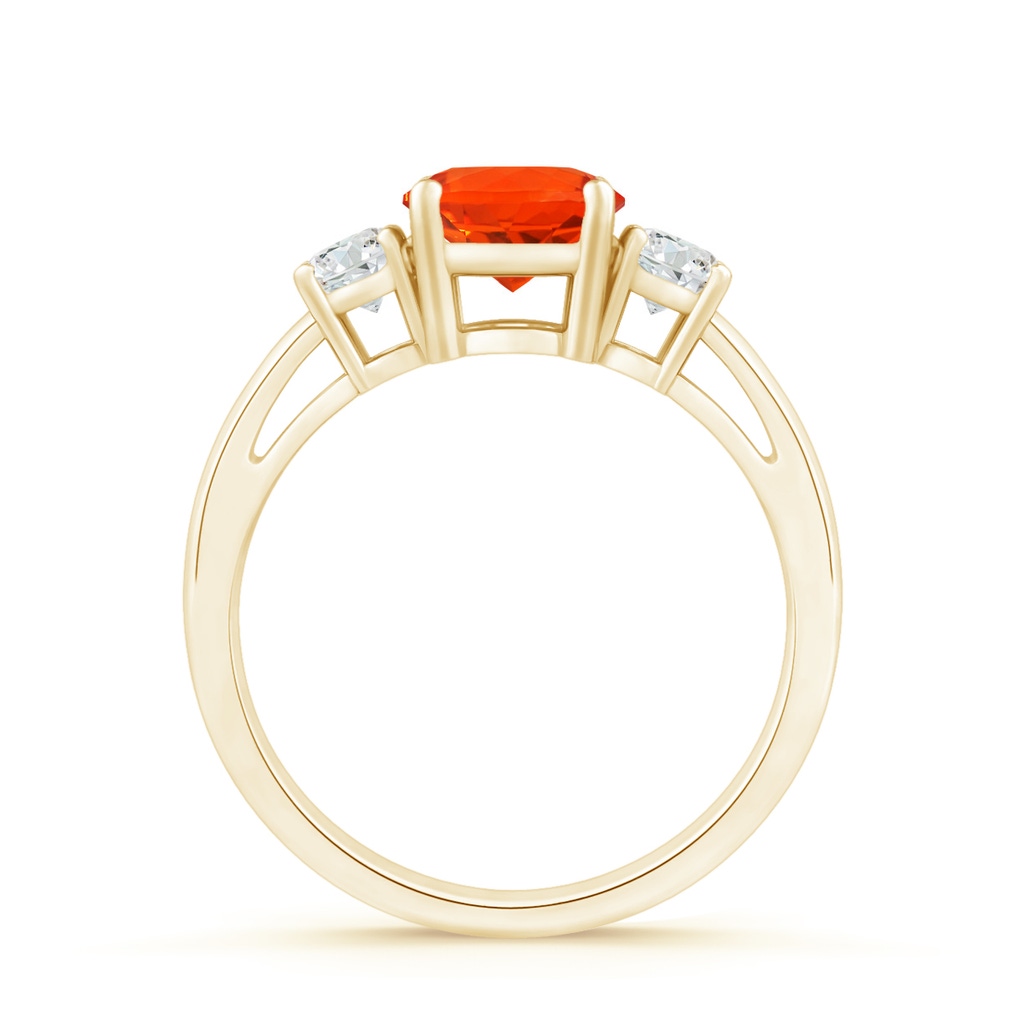 6mm AAA Round Fire Opal & Diamond Three Stone Engagement Ring in 18K Yellow Gold - side 199