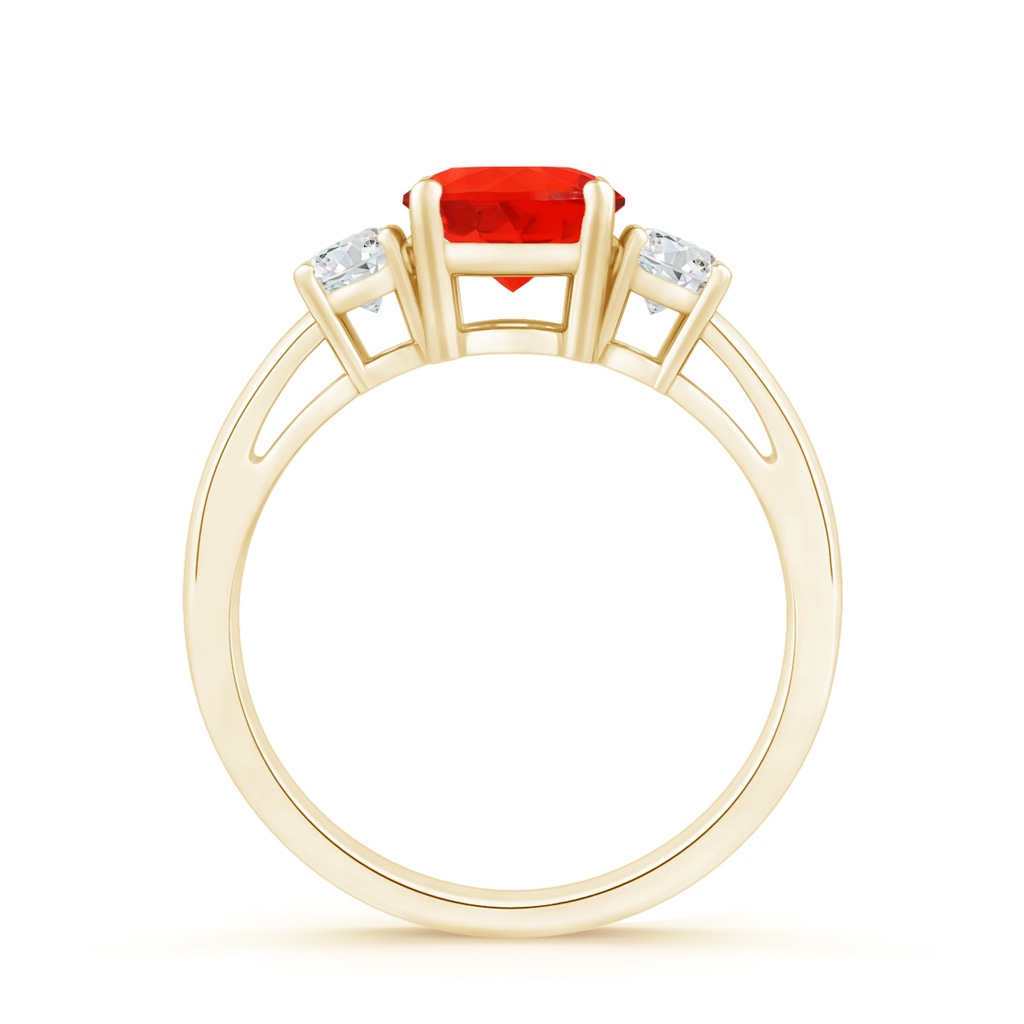 6mm AAAA Round Fire Opal & Diamond Three Stone Engagement Ring in Yellow Gold - side 199