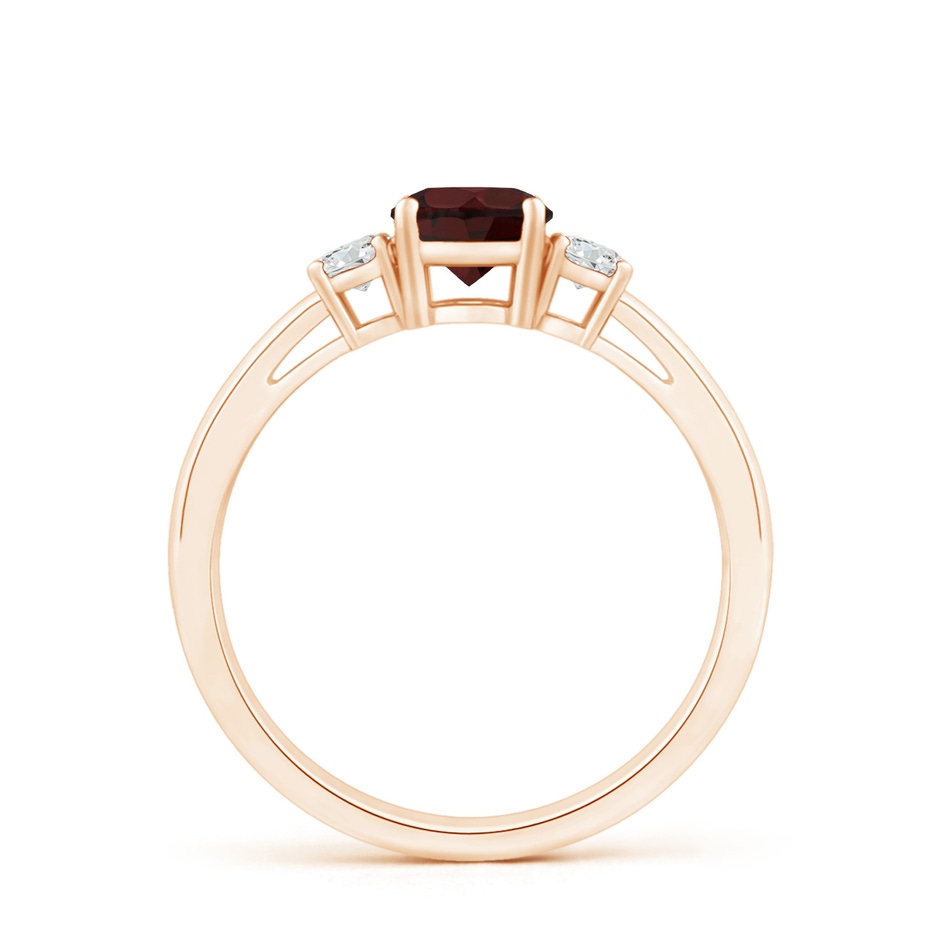5mm A Prong-Set Round Garnet and Diamond Three Stone Engagement Ring in 9K Rose Gold side 199