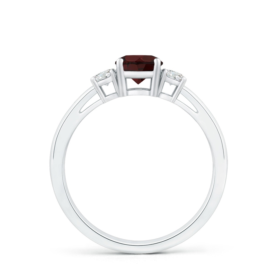 5mm A Prong-Set Round Garnet and Diamond Three Stone Engagement Ring in White Gold side 199