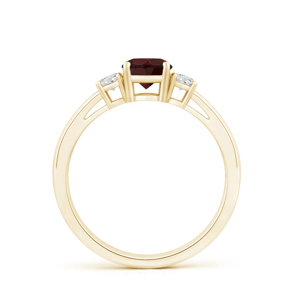 5mm A Prong-Set Round Garnet and Diamond Three Stone Engagement Ring in Yellow Gold side 199