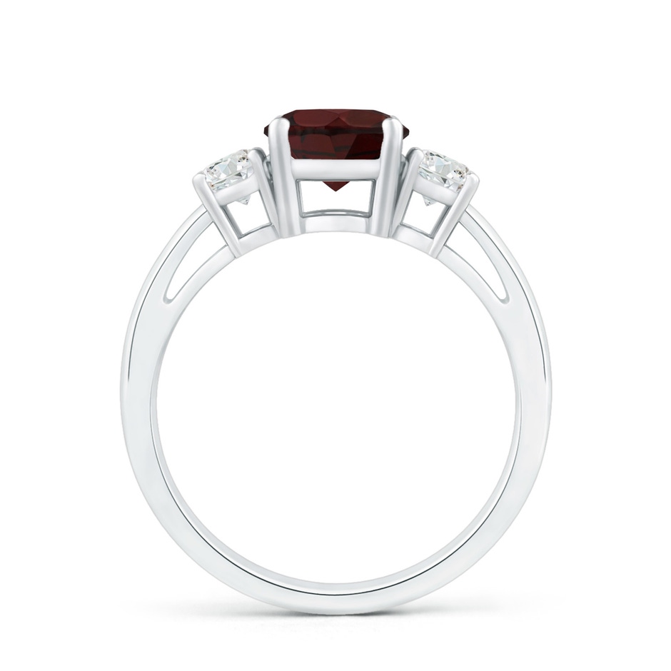 6mm A Prong-Set Round Garnet and Diamond Three Stone Engagement Ring in White Gold side 199