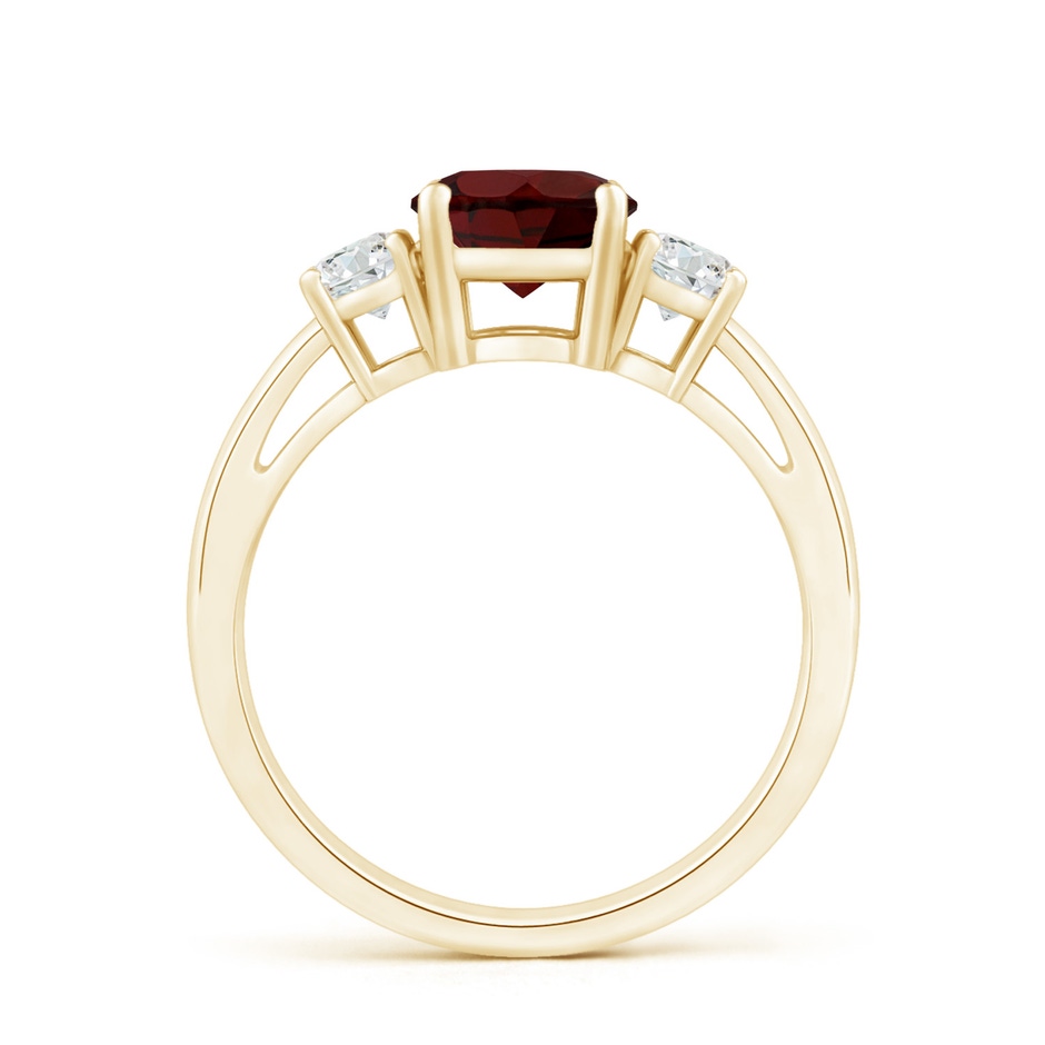 6mm AA Prong-Set Round Garnet and Diamond Three Stone Engagement Ring in 18K Yellow Gold side 199
