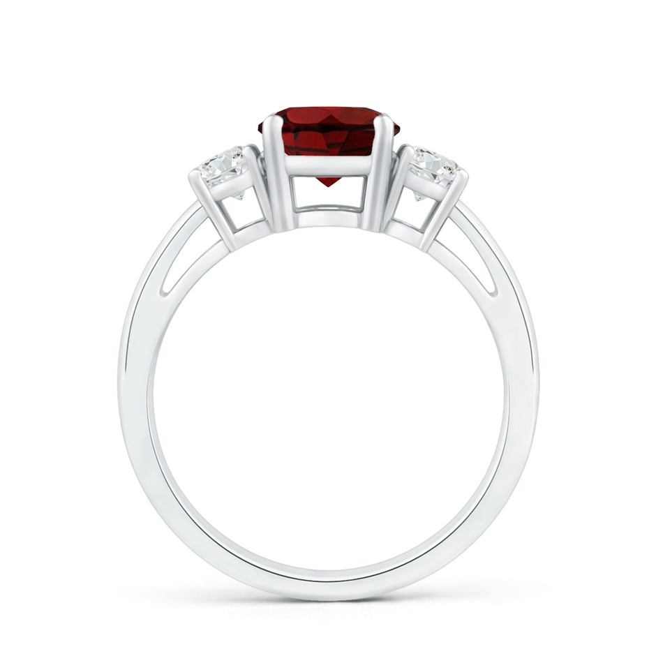 6mm AAA Prong-Set Round Garnet and Diamond Three Stone Engagement Ring in 18K White Gold side 199