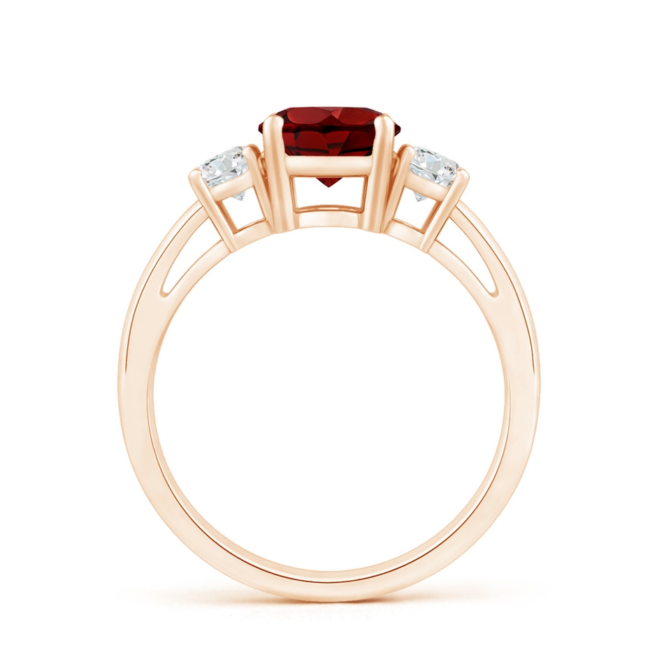 6mm AAAA Prong-Set Round Garnet and Diamond Three Stone Engagement Ring in 18K Rose Gold side 199