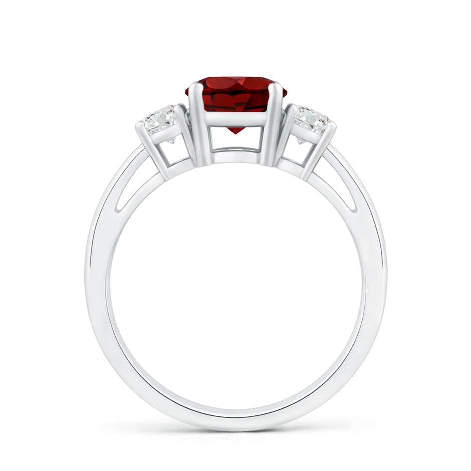 6mm AAAA Prong-Set Round Garnet and Diamond Three Stone Engagement Ring in 18K White Gold side 199