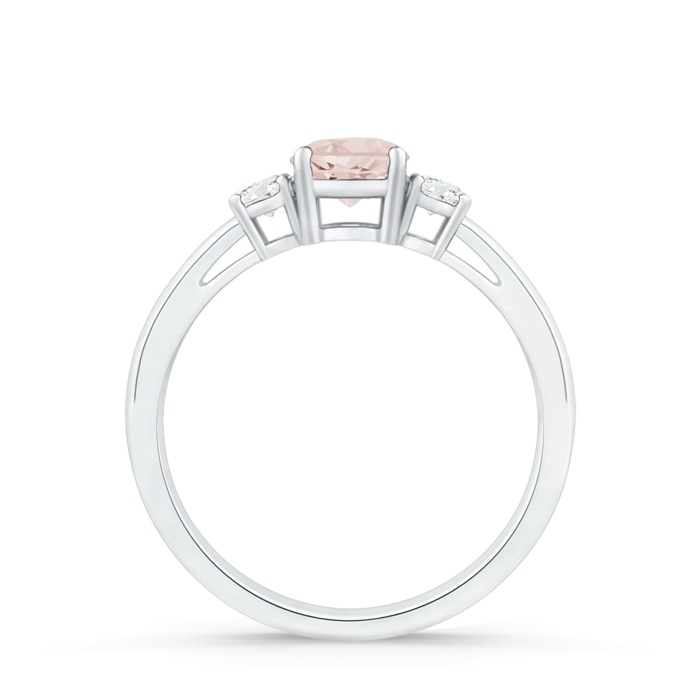 5mm A Round Morganite & Diamond Three Stone Engagement Ring in 9K White Gold product image