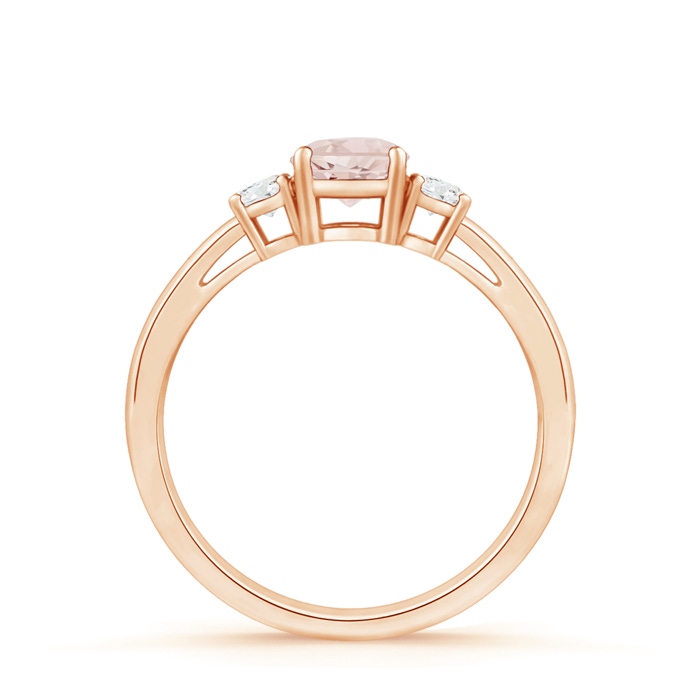 5mm A Round Morganite & Diamond Three Stone Engagement Ring in Rose Gold side-1