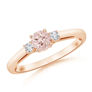5mm AA Round Morganite & Diamond Three Stone Engagement Ring in 9K Rose Gold