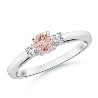 5mm AAA Round Morganite & Diamond Three Stone Engagement Ring in White Gold