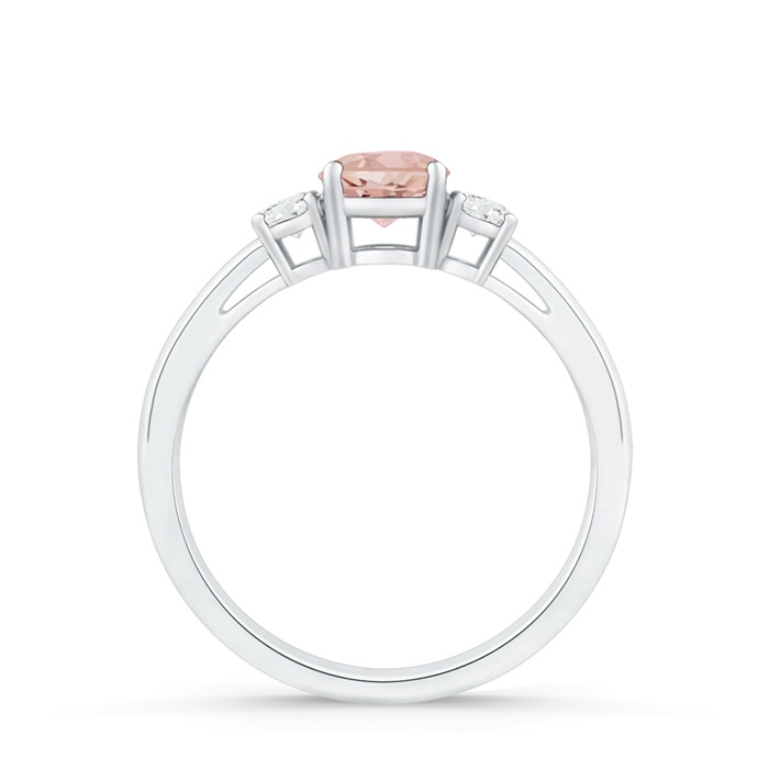 5mm AAAA Round Morganite & Diamond Three Stone Engagement Ring in White Gold side-1