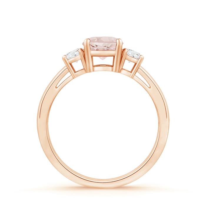 6mm A Round Morganite & Diamond Three Stone Engagement Ring in Rose Gold side-1