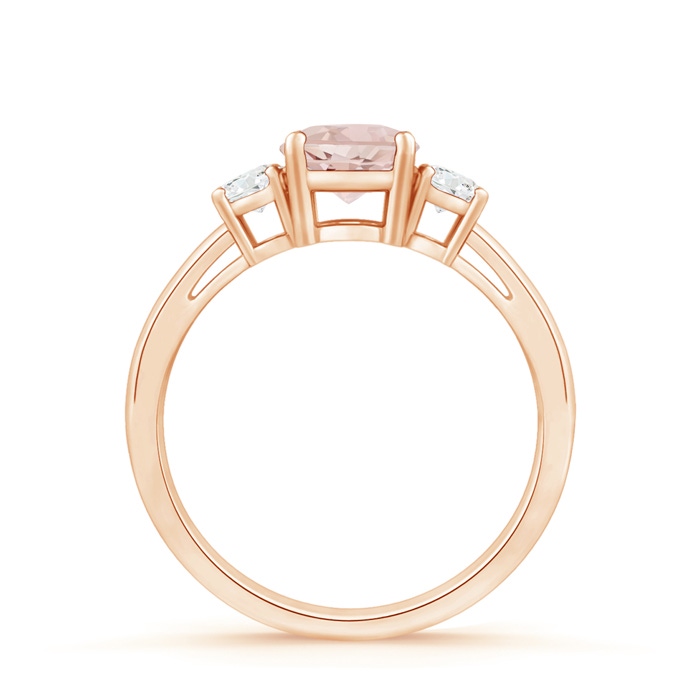 6mm AA Round Morganite & Diamond Three Stone Engagement Ring in Rose Gold side-1