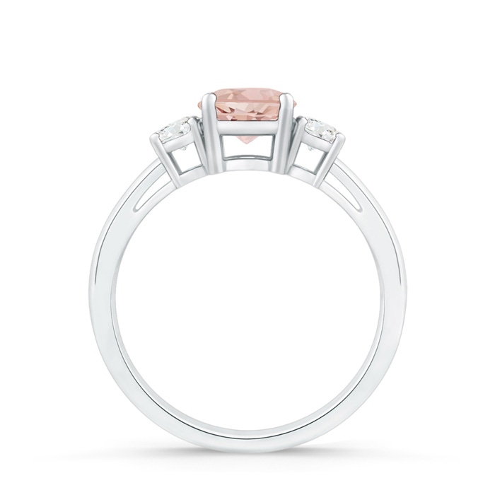 6mm AAA Round Morganite & Diamond Three Stone Engagement Ring in White Gold side-1