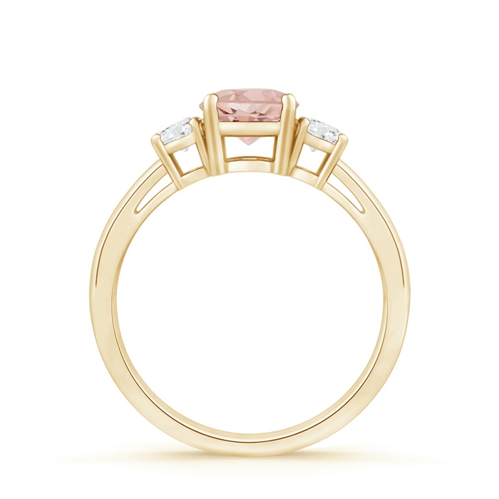 6mm AAAA Round Morganite & Diamond Three Stone Engagement Ring in Yellow Gold side-1