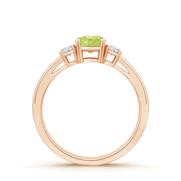 5mm A Round Peridot & Diamond Three Stone Engagement Ring in 9K Rose Gold product image