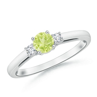5mm A Round Peridot & Diamond Three Stone Engagement Ring in P950 Platinum