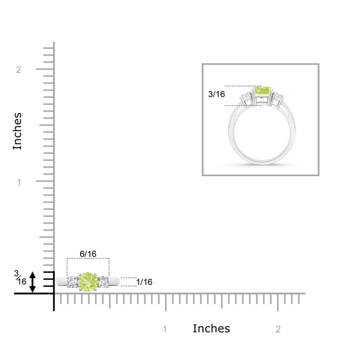 5mm A Round Peridot & Diamond Three Stone Engagement Ring in P950 Platinum product image