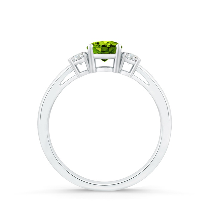 5mm AAAA Round Peridot & Diamond Three Stone Engagement Ring in White Gold Product Image