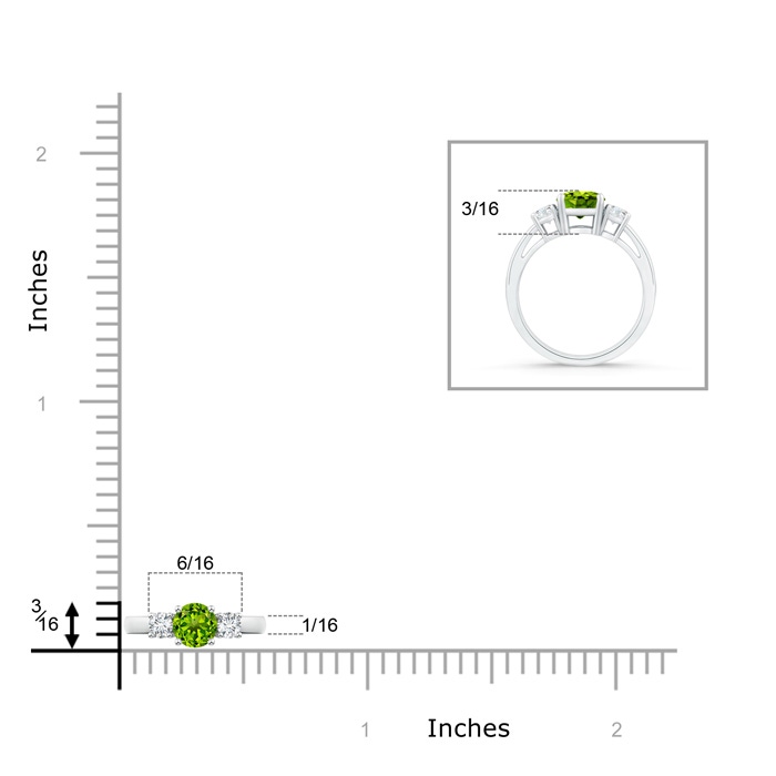 5mm AAAA Round Peridot & Diamond Three Stone Engagement Ring in White Gold product image