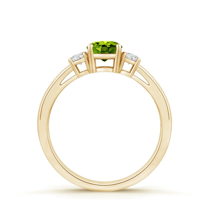 5mm AAAA Round Peridot & Diamond Three Stone Engagement Ring in Yellow Gold Product Image