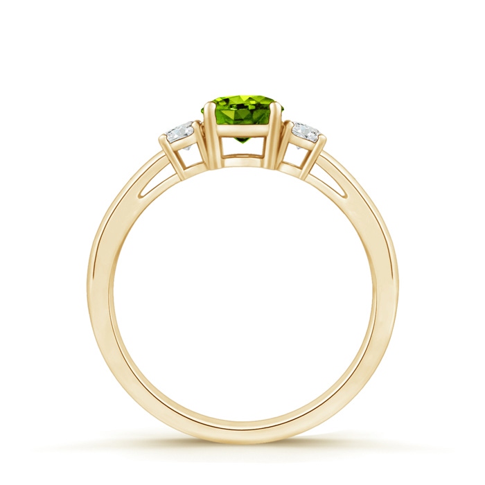 5mm AAAA Round Peridot & Diamond Three Stone Engagement Ring in Yellow Gold product image